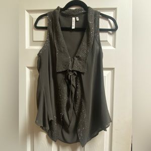 Robbi & Nikki Womens Embellished Sleeveless Blouse Charcoal. *New with Tag